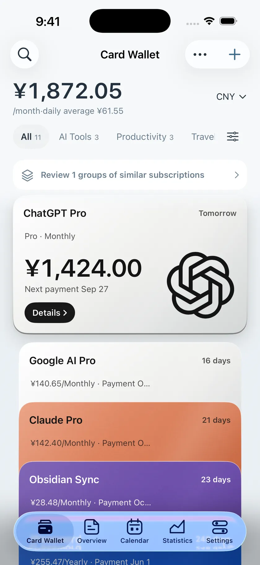 Screenshot of the Cardeyra wallet